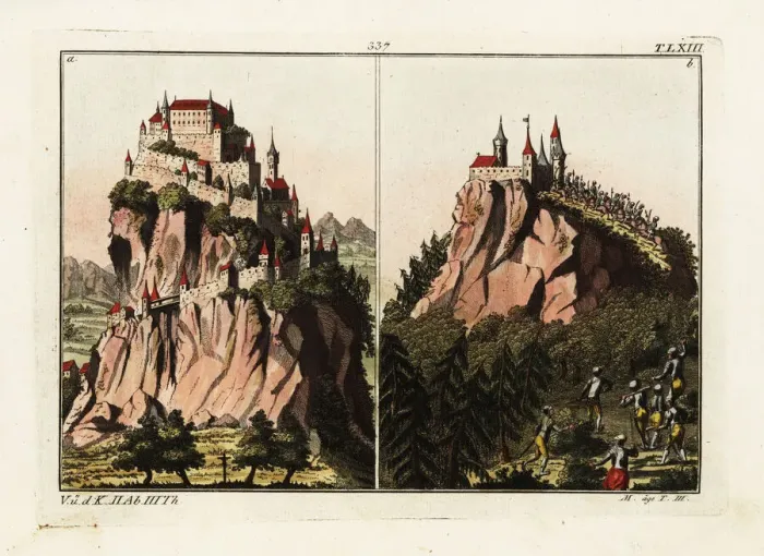 Framed Print : Two perfect knights mountaintop fortress castles in Austria Framed Print : Two perfect knights mountaintop fortress castles in Austria
