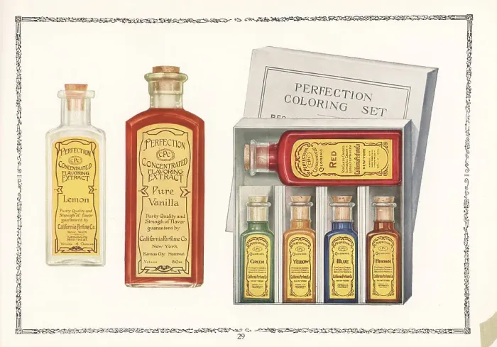 Framed Print : Perfection brand food dyes and extracts, 1927 Framed Print : Perfection brand food dyes and extracts, 1927