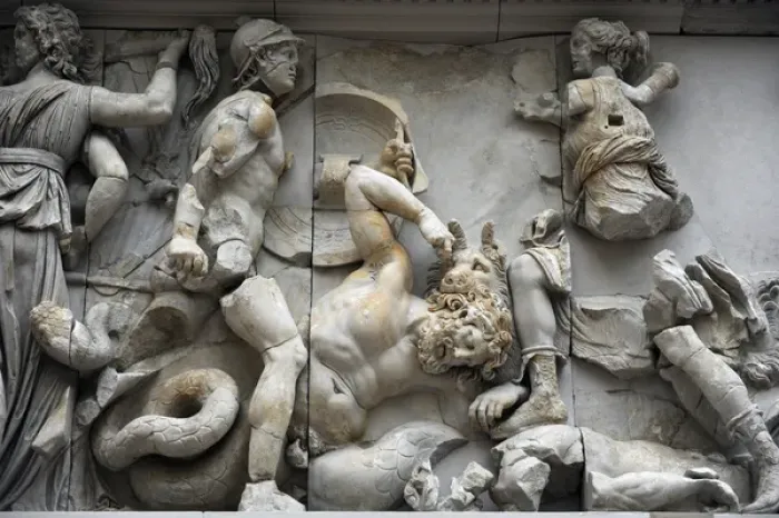 Framed Print : Pergamon Altar. Hecate fighting against the giant Klytios ne Framed Print : Pergamon Altar. Hecate fighting against the giant Klytios ne