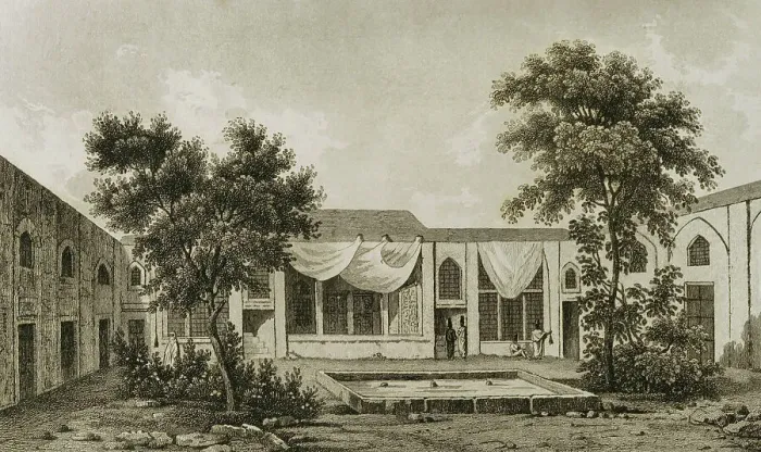 Framed Print : Persia, Tehran. Palace of the British envoy. Engraving Framed Print : Persia, Tehran. Palace of the British envoy. Engraving