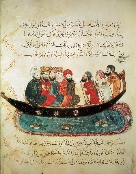 Persian ship on the Euphrates River. Persian