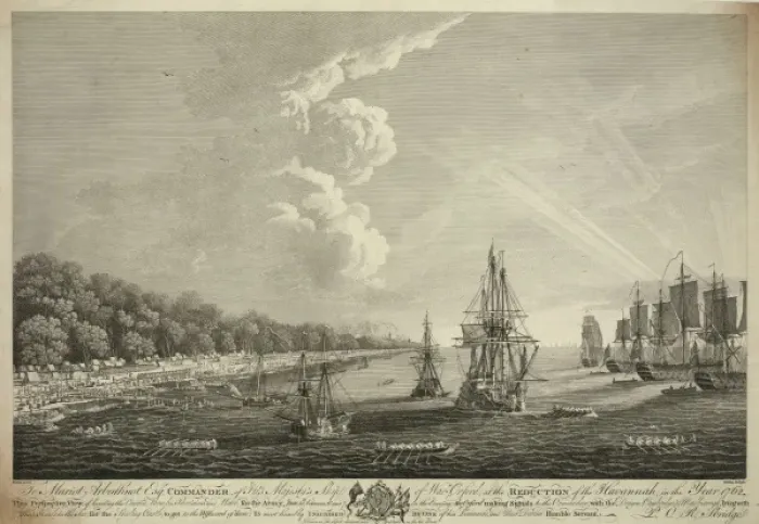 Framed Print : Perspective view of landing the cannon, bombs, provisions, a Framed Print : Perspective view of landing the cannon, bombs, provisions, a