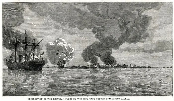 Framed Print : Peruvian army destroying its own Fleet Framed Print : Peruvian army destroying its own Fleet