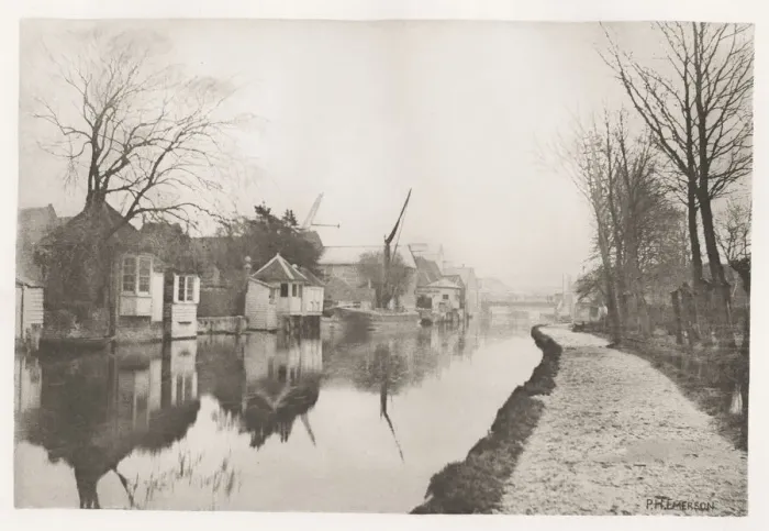 Framed Print : Peter Henry Emerson. River bank scene, Norfolk? Framed Print : Peter Henry Emerson. River bank scene, Norfolk?