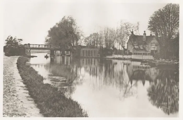 Framed Print : Peter Henry Emerson. River bank scene, Norfolk? Framed Print : Peter Henry Emerson. River bank scene, Norfolk?