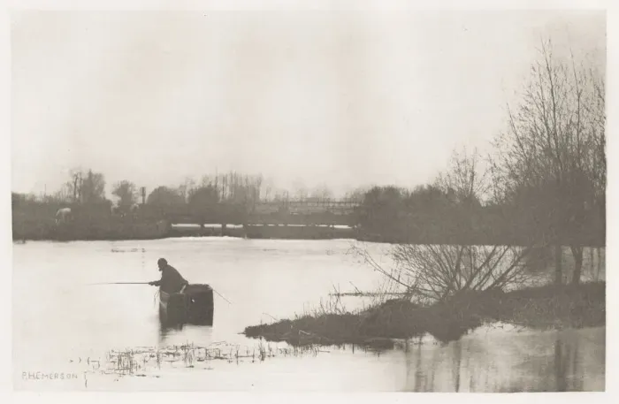 Framed Print : Peter Henry Emerson. River bank scene, Norfolk? Framed Print : Peter Henry Emerson. River bank scene, Norfolk?