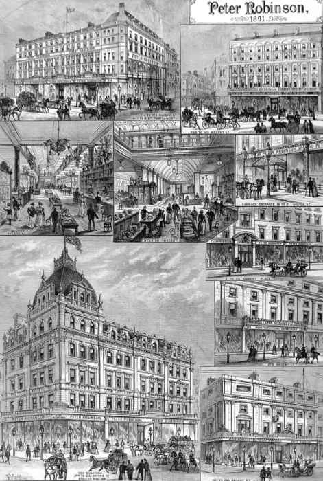Framed Print : Peter Robinson Stores, London, 1891 Framed Print : Peter Robinson Stores, London, 1891