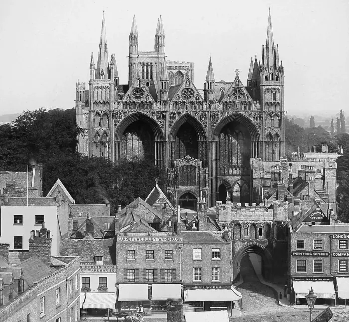 Framed Print : Peterborough Cathedral Victorian period Framed Print : Peterborough Cathedral Victorian period