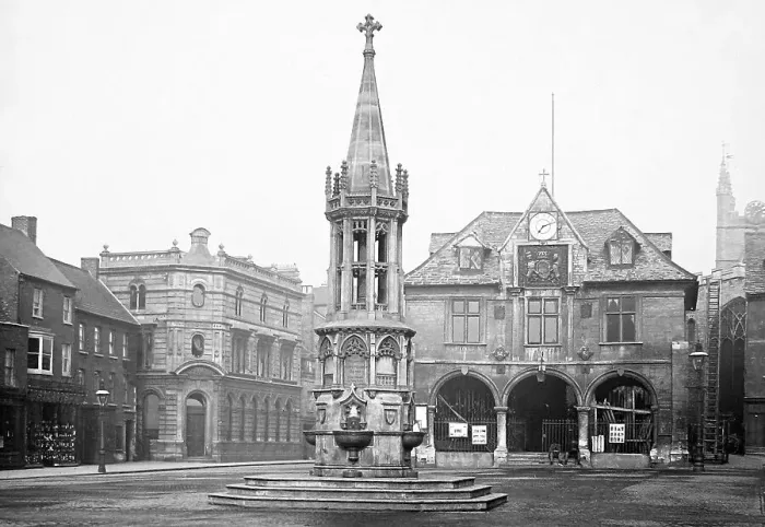 Framed Print : Peterborough Market Square Victorian period Framed Print : Peterborough Market Square Victorian period