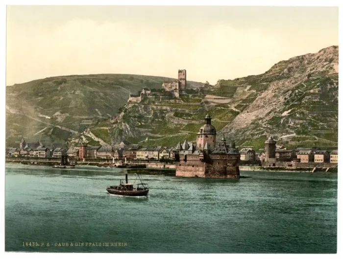 Framed Print : The Pfalz on the Rhine, Coub (i. e. Kaub), the Rhine, German Framed Print : The Pfalz on the Rhine, Coub (i. e. Kaub), the Rhine, German