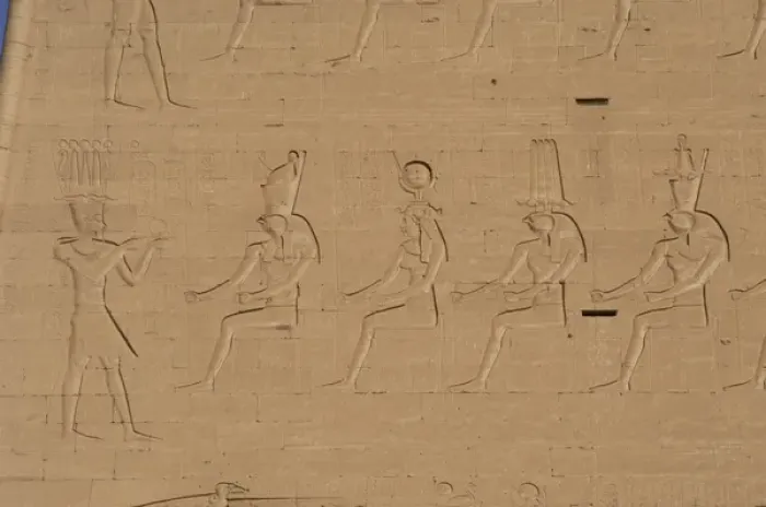Framed Print : Pharaoh before gods. Edfu. Egypt Framed Print : Pharaoh before gods. Edfu. Egypt