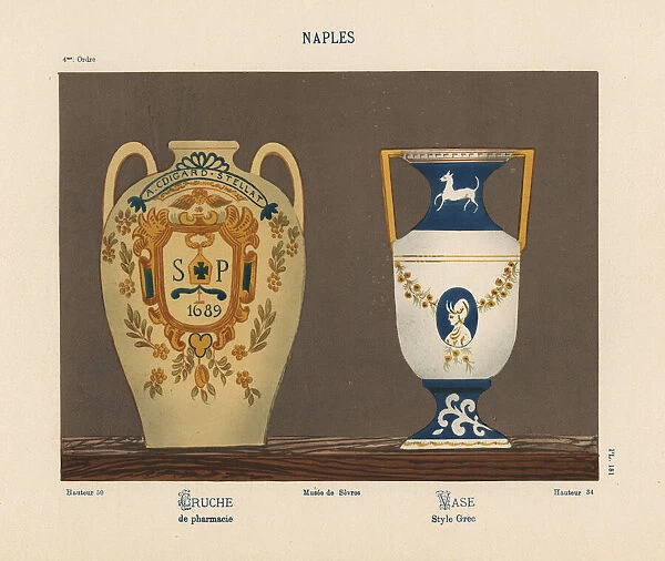 Pharmacy pitcher and vase from Naples, Italy
