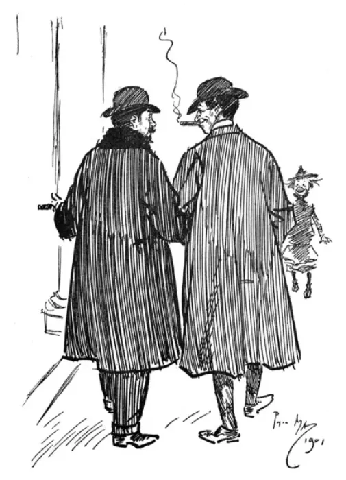 Framed Print : Phil May having a funny chat to an actor - Off for a drink Framed Print : Phil May having a funny chat to an actor - Off for a drink