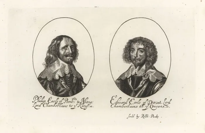 Framed Print : Philip Herbert and Edward Sackville, English courtiers Framed Print : Philip Herbert and Edward Sackville, English courtiers