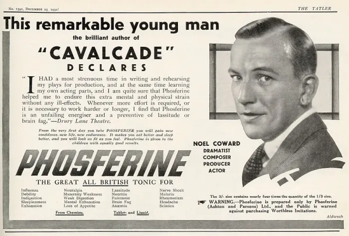 Framed Print : Phosferine advert with Noel Coward Framed Print : Phosferine advert with Noel Coward