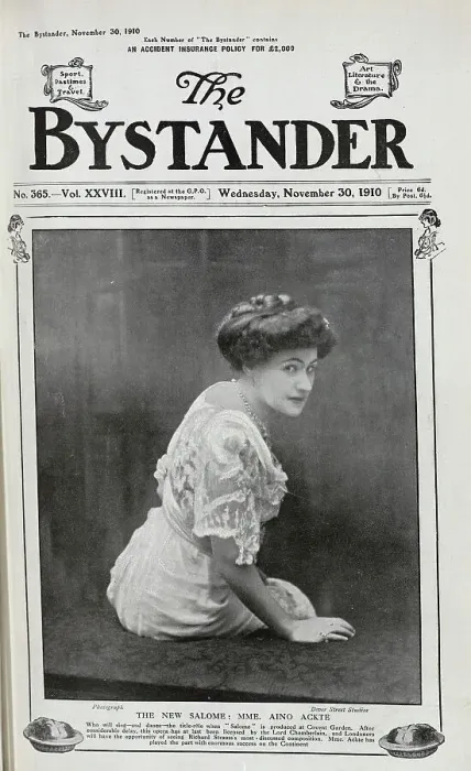 Framed Print : Photograph of Aino Ackte (1876-1944), Finnish soprano, theatrical studio portrait. Captioned, The New Salome'. Aino Ackte had recently been cast to play Salome, in a long-forbidden opera. Date: 1910