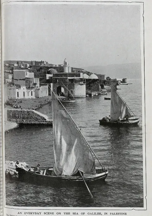 Framed Print : Photograph of Fishermen in traditional sailing boats, Sea of Galilee. Captioned, Unaltered Since AD 1: Fishermen on the Holy Sea of Galilee and An everyday scene on the Sea Of Galilee, in Palestine. Date: 1910 Framed Print : Photograph of Fishermen in traditional sailing boats, Sea of Galilee. Captioned, Unaltered Since AD 1: Fishermen on the Holy Sea of Galilee and An everyday scene on the Sea Of Galilee, in Palestine. Date: 1910
