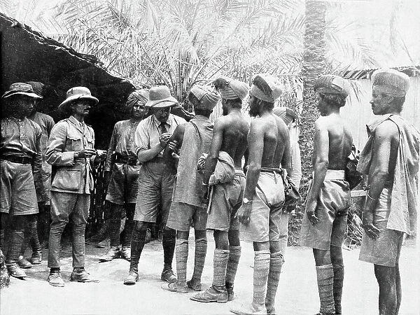 Photograph of Indian troops lined up to receive inoculations