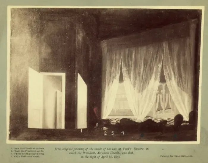 Framed Print : Photograph of a painting of Fords Theatre interior, showing Framed Print : Photograph of a painting of Fords Theatre interior, showing