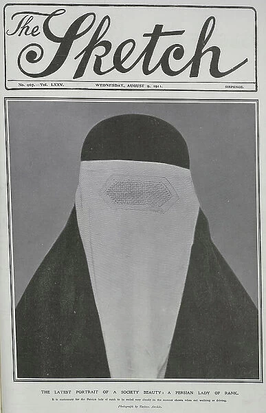 Photograph of Persian woman wearing full veil or burkha