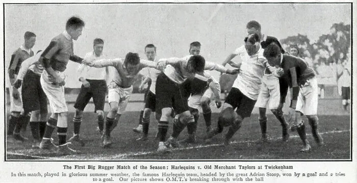 Framed Print : Photograph of Rugby match, Twickenham, outdoor sporting live action portrait. Captioned, The first big Rugger match of the season: Harlequins vs Old Merchant Taylors at Twickenham Framed Print : Photograph of Rugby match, Twickenham, outdoor sporting live action portrait. Captioned, The first big Rugger match of the season: Harlequins vs Old Merchant Taylors at Twickenham