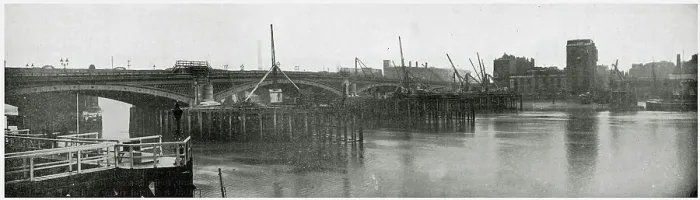 Framed Print : Photograph showing the temporary erection for the enlargement of the pier. Date: March 1908 Framed Print : Photograph showing the temporary erection for the enlargement of the pier. Date: March 1908