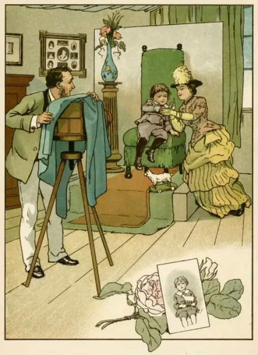 Framed Print : Photographer taking a photo of a little boy Framed Print : Photographer taking a photo of a little boy