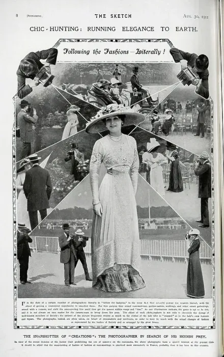 Framed Print : Photographers capturing fashions at the races, photomontage Framed Print : Photographers capturing fashions at the races, photomontage