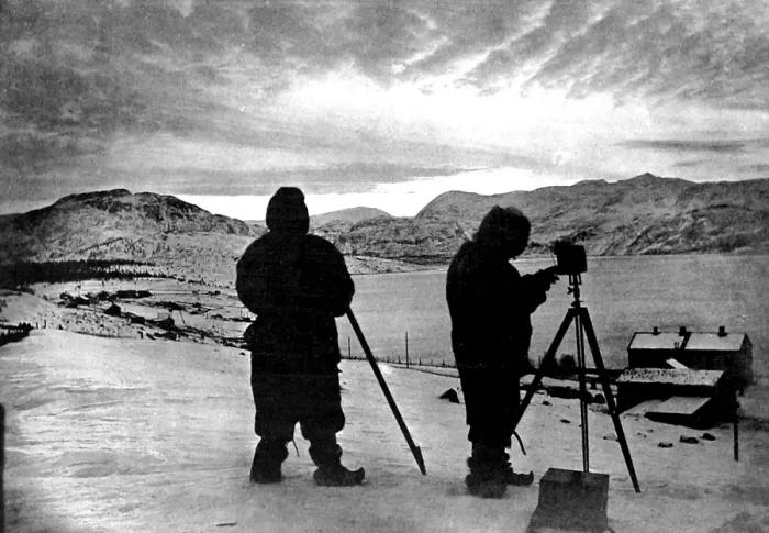 Framed Print : Photographing the Aurora Borealis, 1910 Framed Print : Photographing the Aurora Borealis, 1910