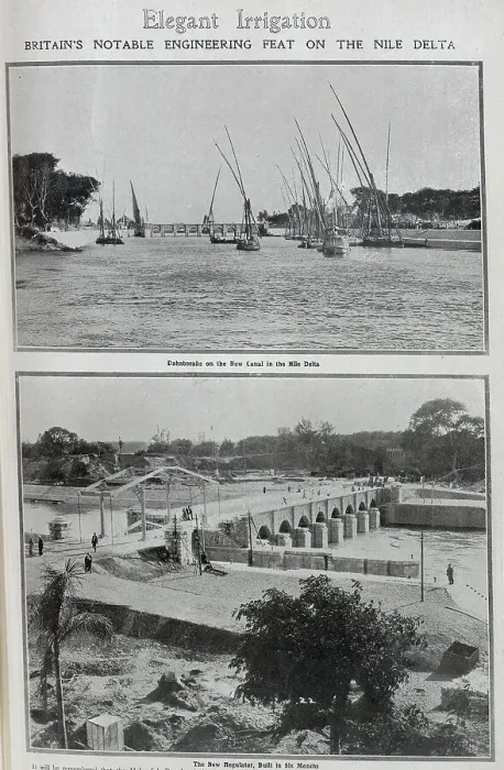 Framed Print : Photographs of boats and engineering work on the Nile Delta irrigation. Captioned, Elegant Irrigation: Britain's notable engineering feat on the Nile Delta Framed Print : Photographs of boats and engineering work on the Nile Delta irrigation. Captioned, Elegant Irrigation: Britain's notable engineering feat on the Nile Delta