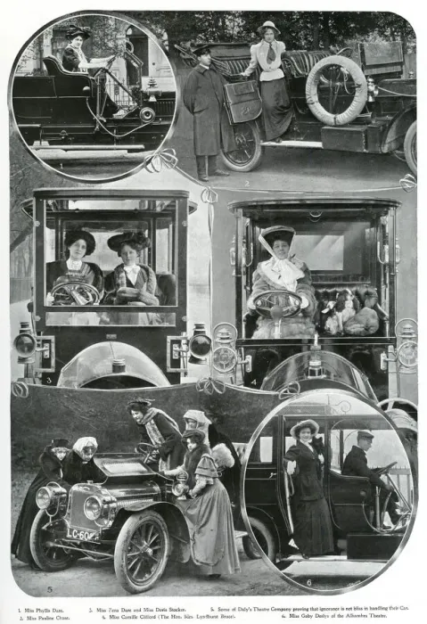 Framed Print : Photos of Actresses with cars 1907 Framed Print : Photos of Actresses with cars 1907