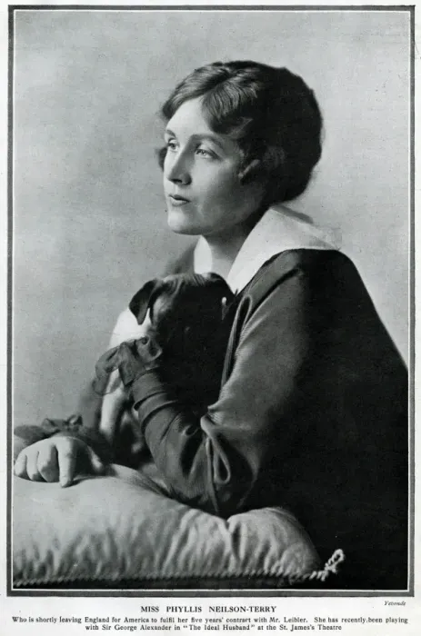 Framed Print : Phyllis Neilson-Terry, actress, with dog Framed Print : Phyllis Neilson-Terry, actress, with dog