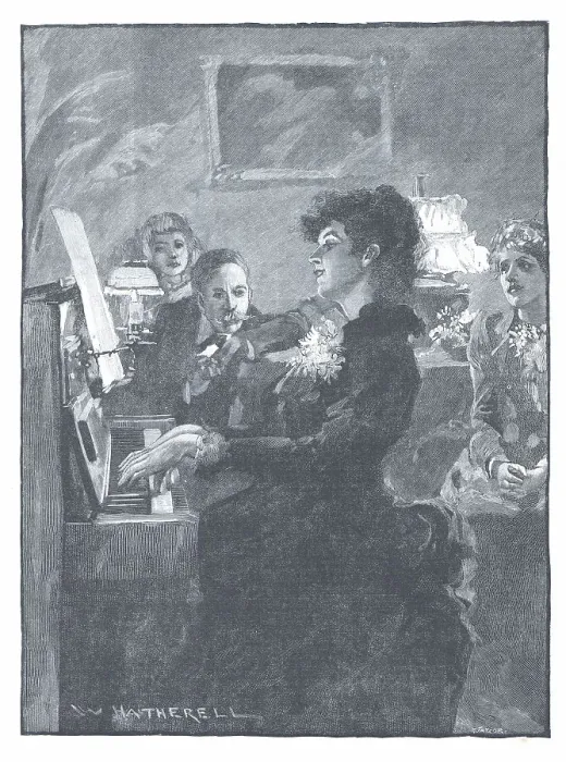 Framed Print : Pianist. Victorian scene depicting a lively female pianist at the keyboard with onlookers Framed Print : Pianist. Victorian scene depicting a lively female pianist at the keyboard with onlookers