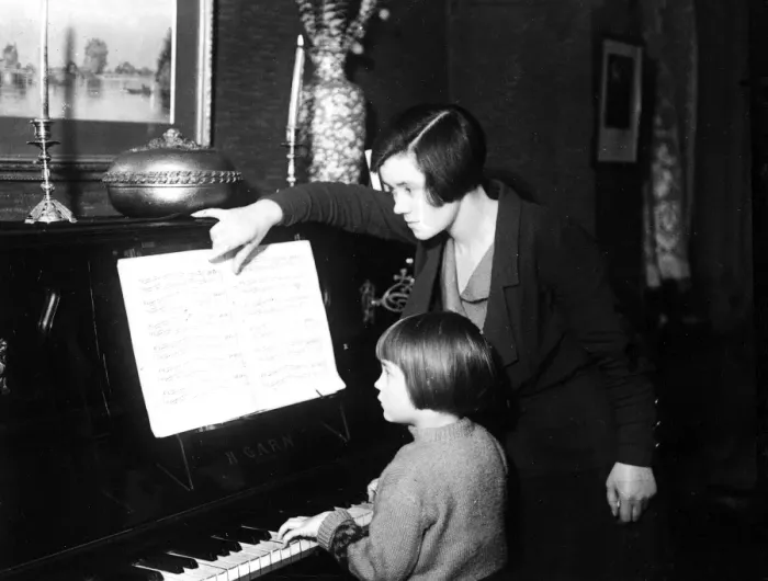 Framed Print : Piano Lesson 1930S Framed Print : Piano Lesson 1930S