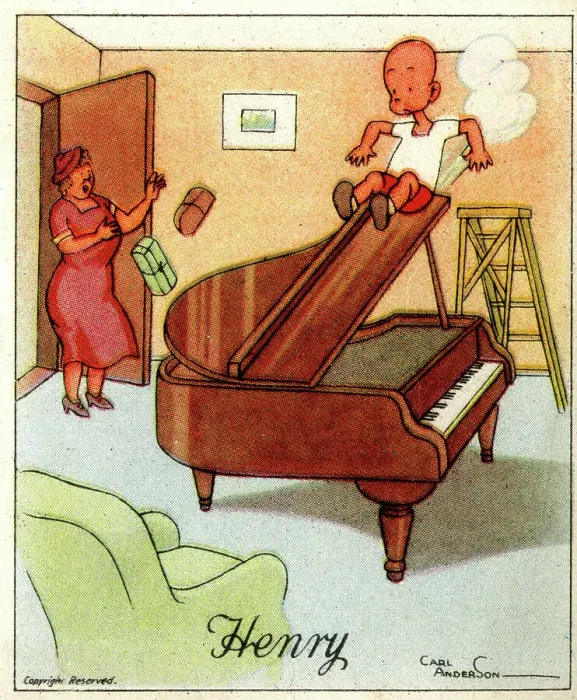 Framed Print : Piano Slide, Henry cartoon Framed Print : Piano Slide, Henry cartoon