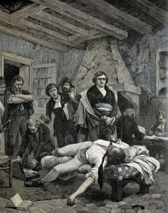 Framed Print : Pichegrus suicide (1804). Engraving. FRANCE Framed Print : Pichegrus suicide (1804). Engraving. FRANCE