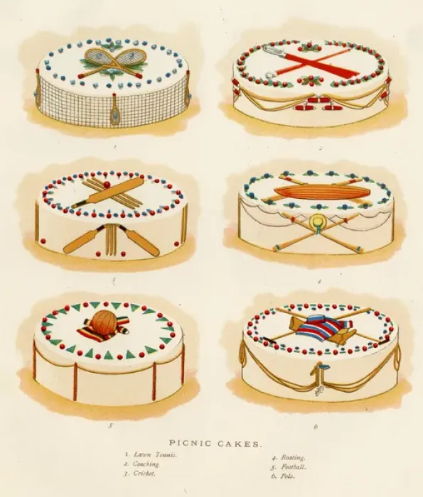 Framed Print : Picnic Cakes with sports decorations Framed Print : Picnic Cakes with sports decorations