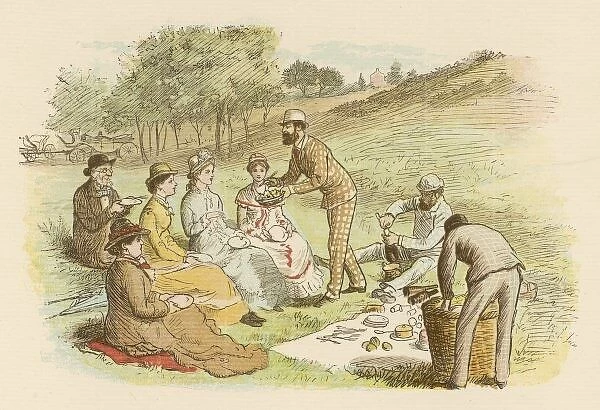 Picnic Caldecott. A group of young ladies and gentlemen on a picnic