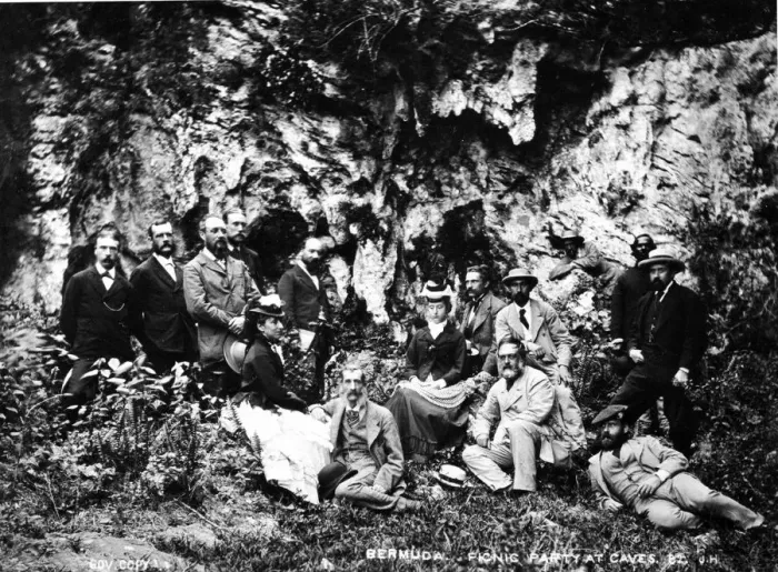 Framed Print : Picnic Party at Caves, Bermuda 1873 Framed Print : Picnic Party at Caves, Bermuda 1873