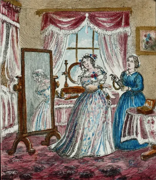Framed Print : Picture of a woman dressing in an ornate dress Framed Print : Picture of a woman dressing in an ornate dress