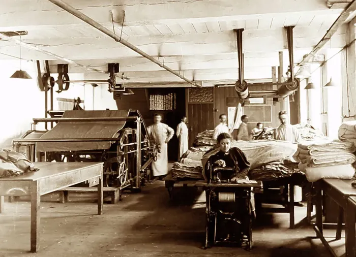 Framed Print : Piece room in a woollen mill in Bradford Framed Print : Piece room in a woollen mill in Bradford