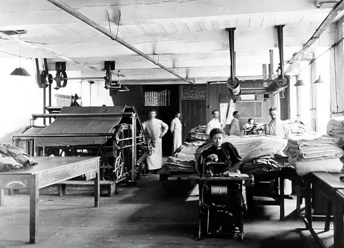 Framed Print : Piece room in a woollen mill in Bradford Framed Print : Piece room in a woollen mill in Bradford