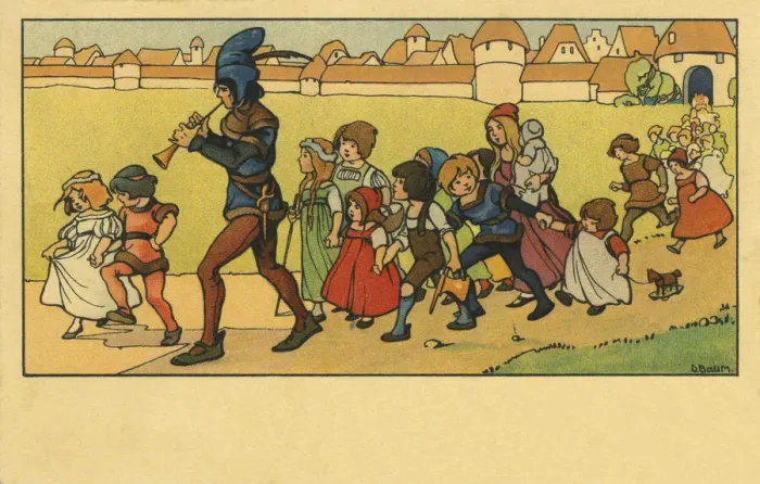 Framed Print : Pied Piper. Fairy tale Framed Print : Pied Piper. Fairy tale