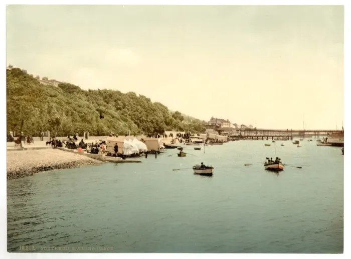 Framed Print : Pier and bathing place, looking East, Southend-on-Sea, Engla Framed Print : Pier and bathing place, looking East, Southend-on-Sea, Engla