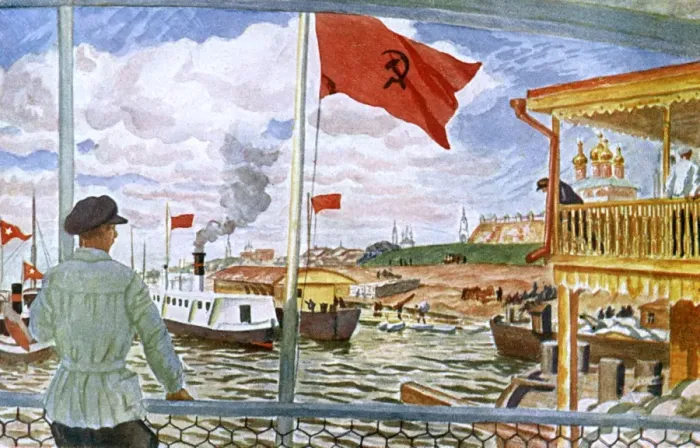 Framed Print : Pier on the Volga by Kustodiev Framed Print : Pier on the Volga by Kustodiev