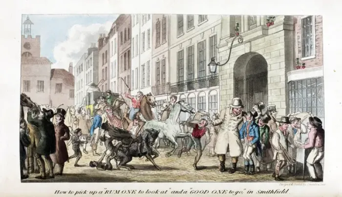 Framed Print : Pierce Egans Anecdotes: decrepid horses at Smithfield Framed Print : Pierce Egans Anecdotes: decrepid horses at Smithfield