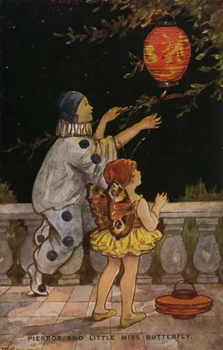 Framed Print : Pierrot & Miss Butterfly Framed Print : Pierrot & Miss Butterfly