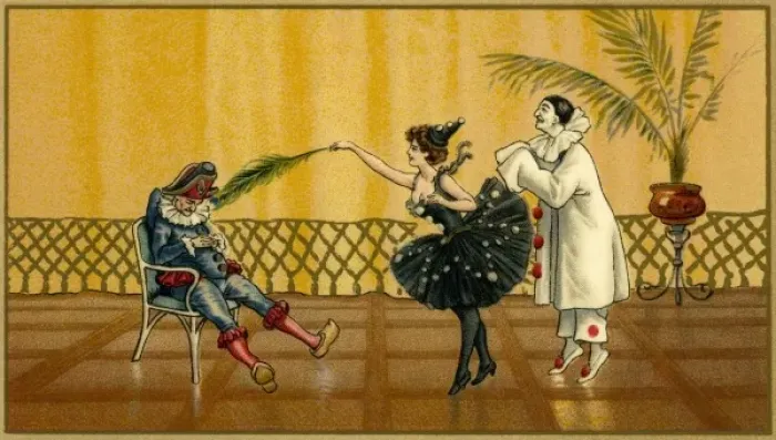 Framed Print : Pierrot, pierrette and jester Framed Print : Pierrot, pierrette and jester