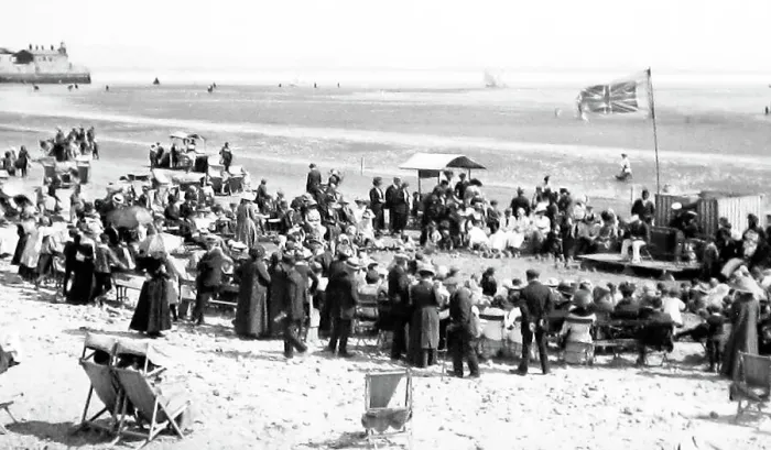 Framed Print : Pierrots on the beach in Morecambe Framed Print : Pierrots on the beach in Morecambe
