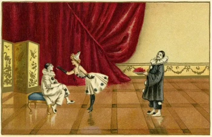 Framed Print : Two pierrots and a pierrette Framed Print : Two pierrots and a pierrette